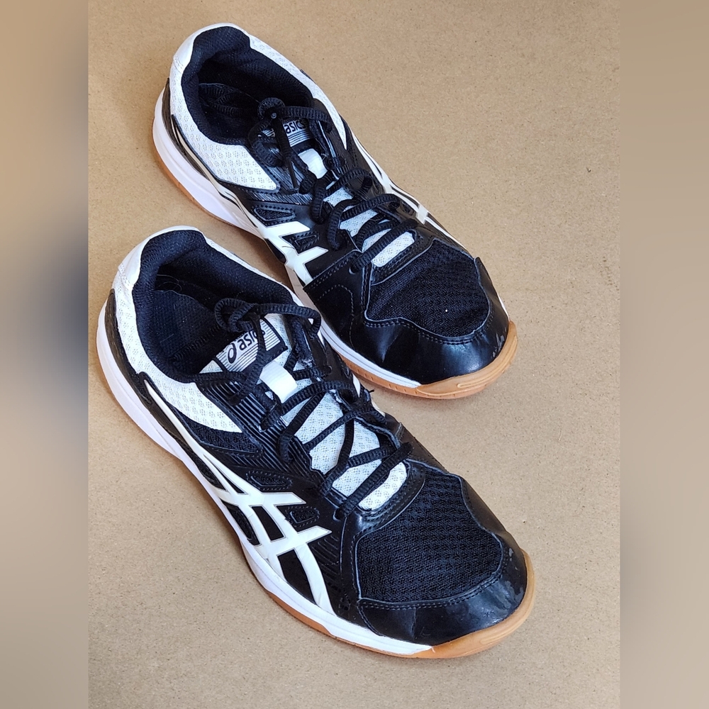 Asics Black and White Athletic Shoes with Mesh Upper